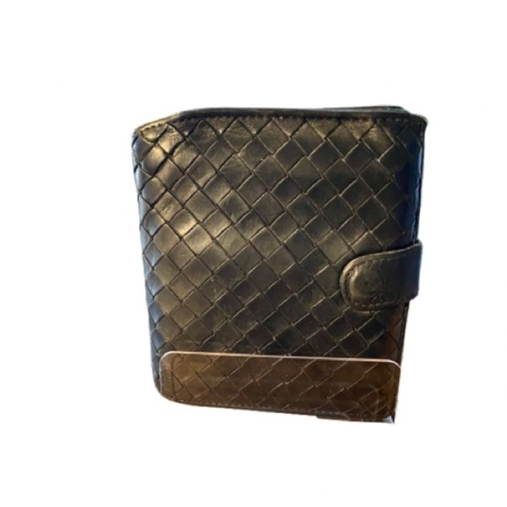Bottega‎ Veneta BLACK LEATHER Intrecciato Weave Wallet LUXURY